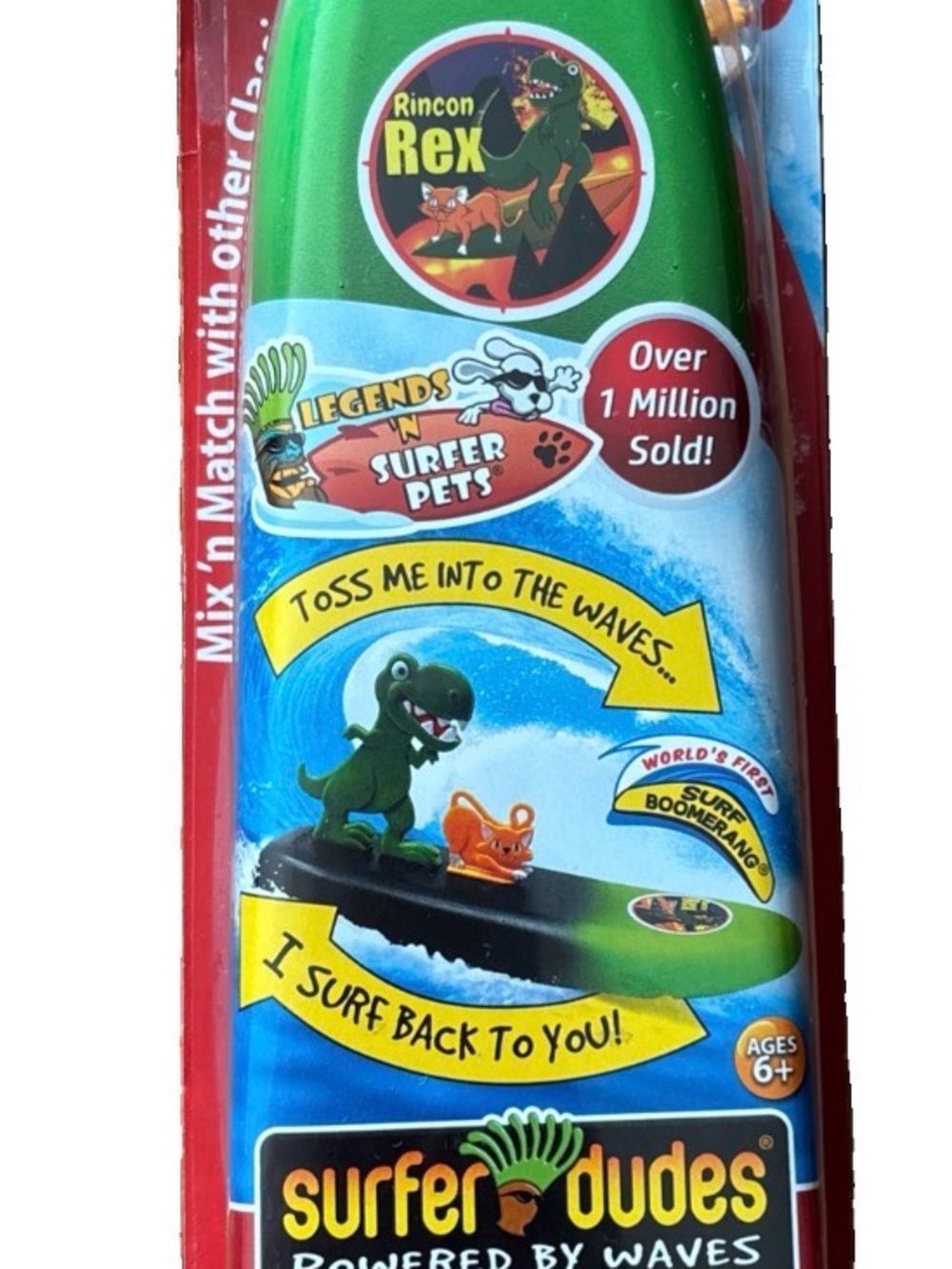 NEW Surfer Dudes Wave Powered  Boomerang Beach Toy LEGENDS RINCON REX DINOSAUR